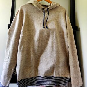 Gap Men's Cotton Large Long-sleeve Sweater Hoodie in Beige and Blue